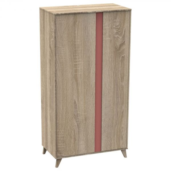 Chambre Duo Lit évolutif bébé combiné 60x120 cm en 90x190 cm + Armoire NOVA Rose canyon