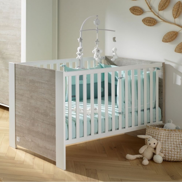 Chambre Duo Lit évolutif bébé Little Big Bed 70x140 cm + Commode Loft Bois