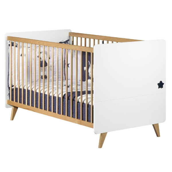 Chambre Duo Lit évolutif bébé Little Big Bed 70x140 cm + Commode Oslo Etoile
