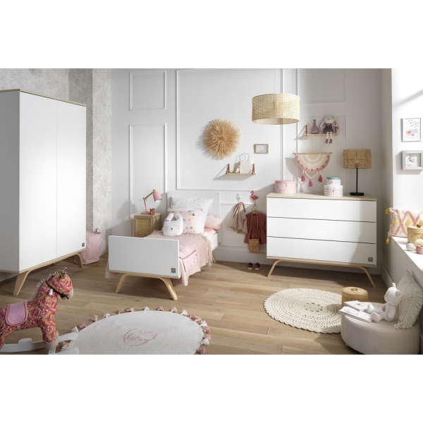 Chambre Duo Lit évolutif bébé Little Big Bed 70x140 cm + Commode Serena