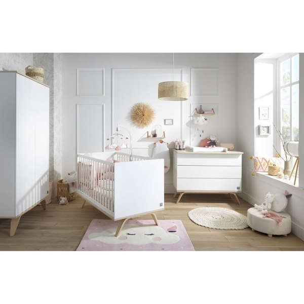 Chambre Duo Lit évolutif bébé Little Big Bed 70x140 cm + Commode Serena