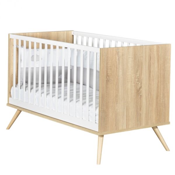 Chambre Duo Lit évolutif bébé Little Big Bed 70x140 cm + Commode Seventies Blanc