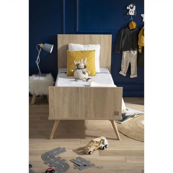 Chambre Duo Lit évolutif bébé Little Big Bed 70x140 cm + Commode Seventies Bois