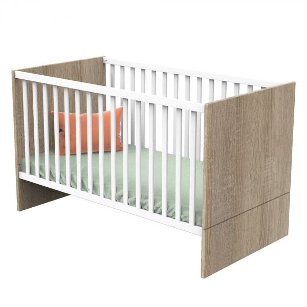 Chambre Duo Lit évolutif bébé Little Big Bed 70x140 cm + Commode Nova Blanc lin