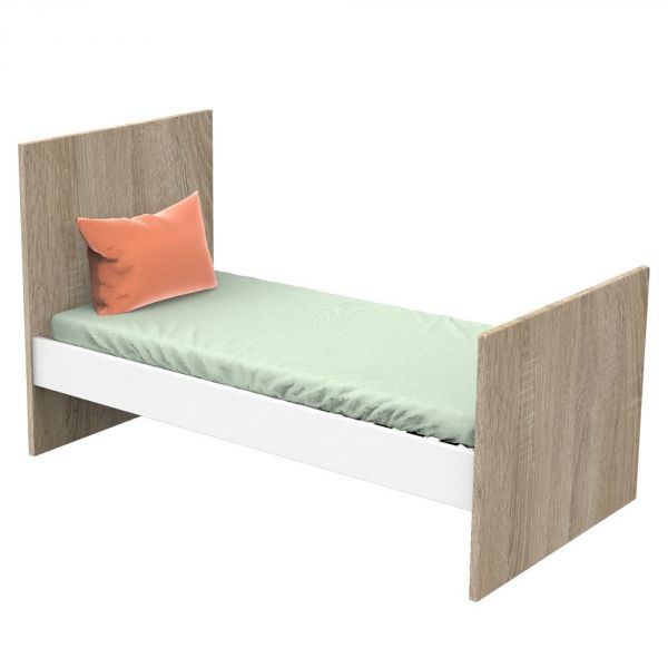 Chambre Duo Lit évolutif bébé Little Big Bed 70x140 cm + Commode Nova Blanc lin