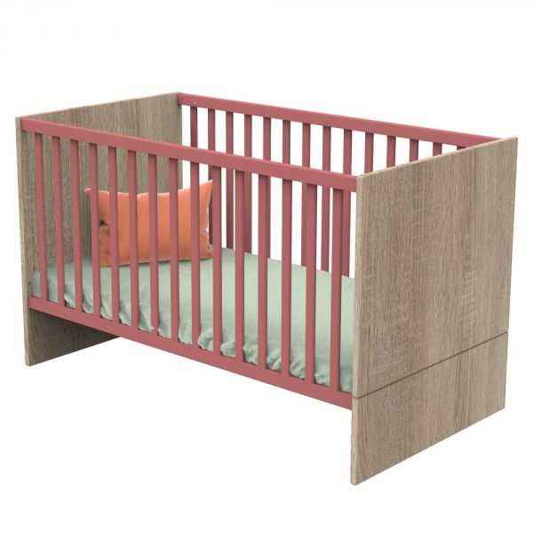 Chambre Duo Lit évolutif bébé Little Big Bed 70x140 cm + Commode Nova Rose canyon