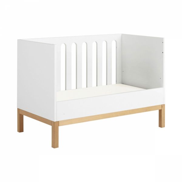 Chambre duo lit bébé 60x120 cm évolutif en canapé + commode avec plan à langer Indigo White