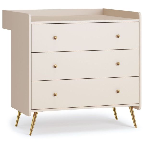 Chambre Duo Beige Lit 70x140 + Commode - Collection Lunea