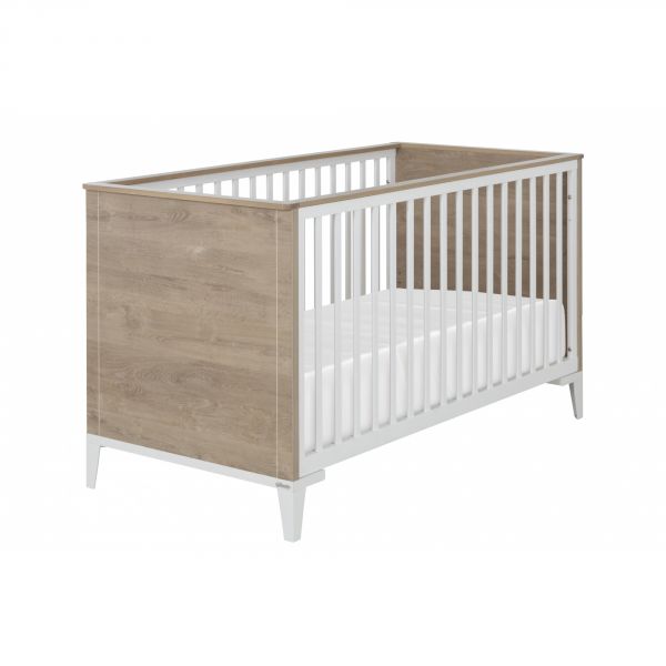 Chambre duo lit bébé évolutif 70x140 cm + commode Marcel blanc