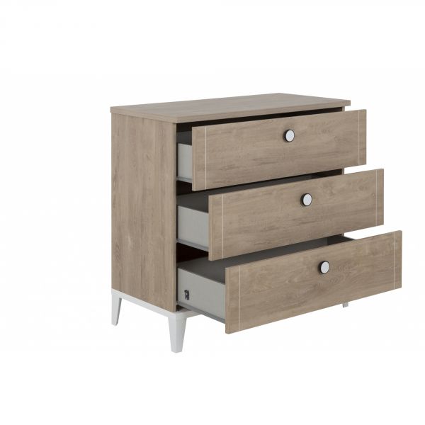 Chambre duo lit bébé évolutif 70x140 cm + commode Marcel blanc