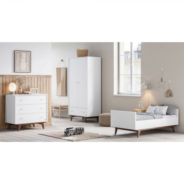 Chambre DUO Mid ll Lit 70x140 + Armoire Noix/Blanc