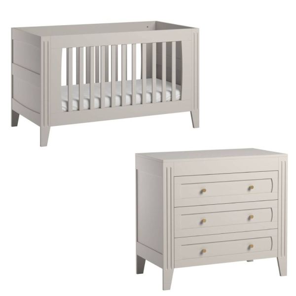 Chambre duo lit 70x140 + commode Sable Beige  - Collection Milenne