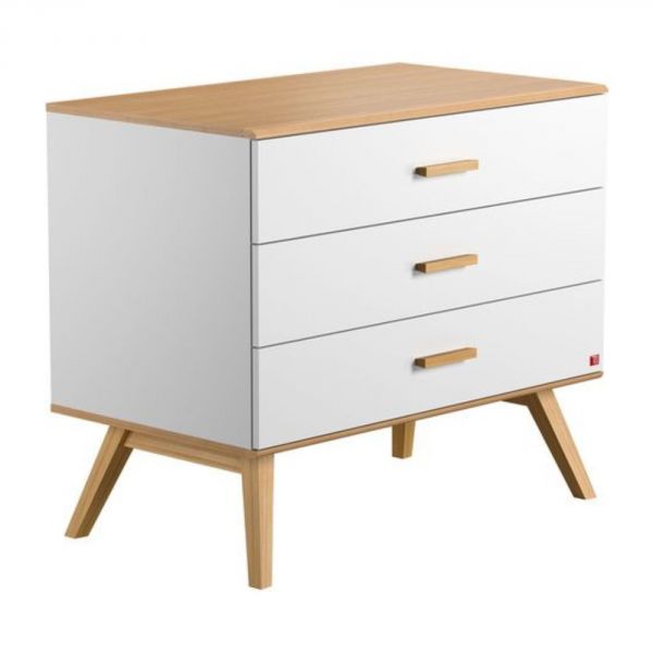 Chambre duo lit 70x140 + commode blanc - Collection Nautis