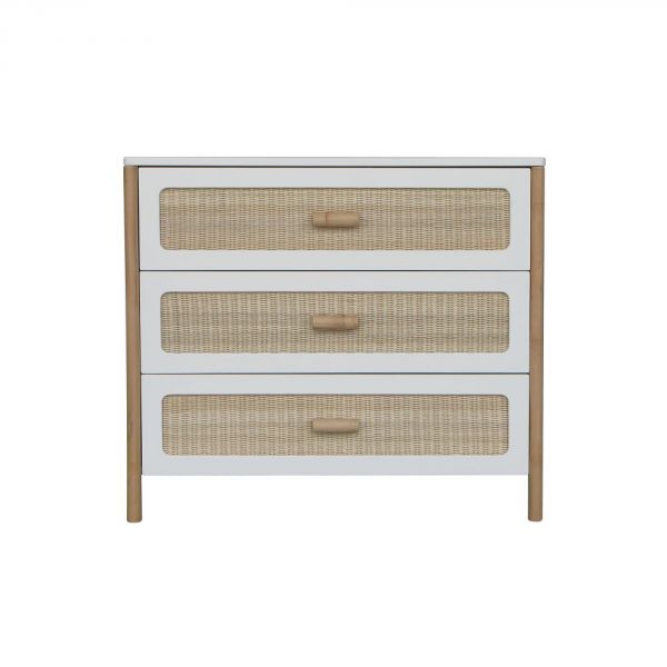 Chambre Duo Océania Neige Lit 60x120 cm + Commode