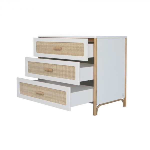 Chambre Duo Océania Neige Lit 60x120 cm + Commode