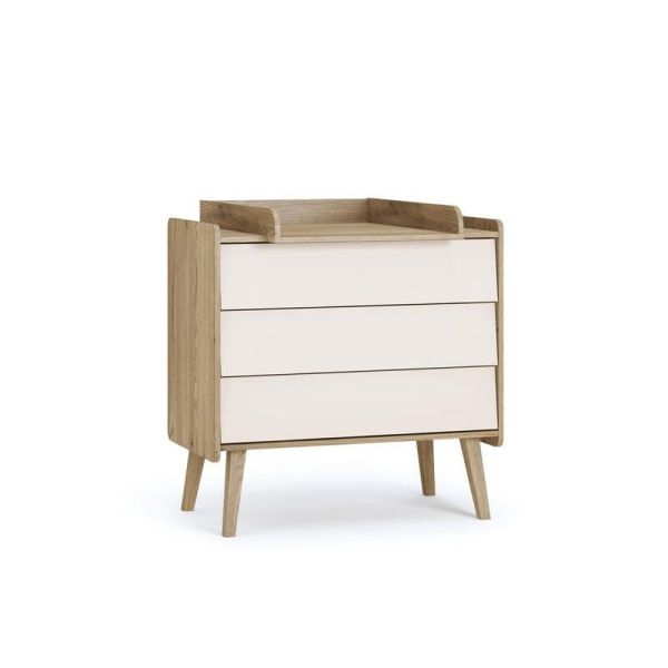 Chambre duo Vintage fresh Beige Lit 70x140 cm + Commode