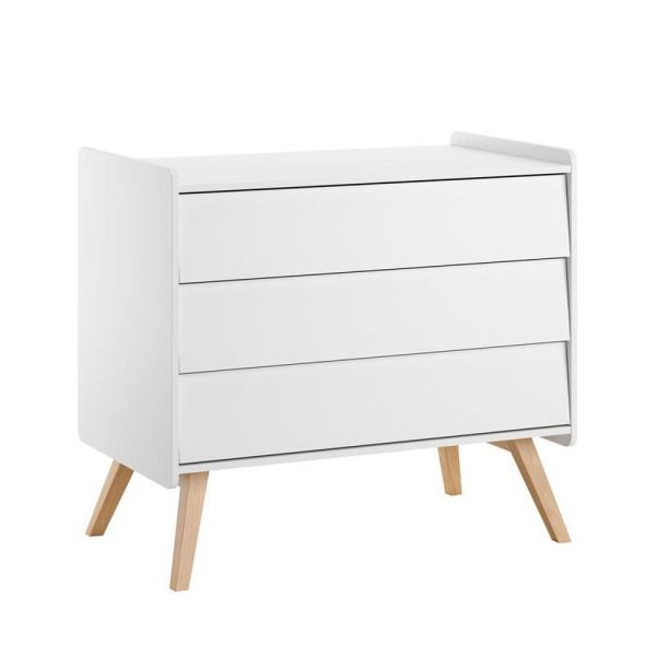 Chambre duo Lit bébé 60 x 120 cm + commode Vintage blanc