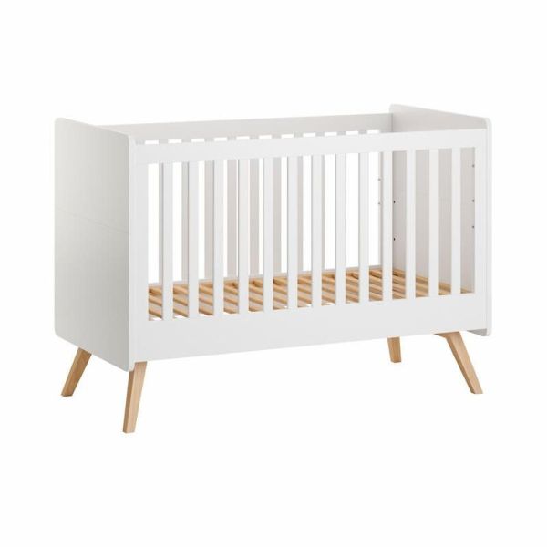 Chambre duo Lit bébé évolutif 70 x 140 cm + Armoire 3 portes Vintage blanc