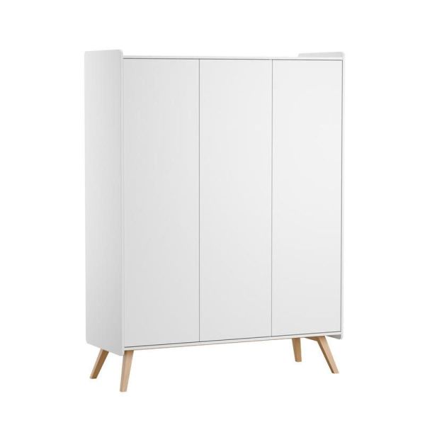 Chambre duo Lit bébé évolutif 70 x 140 cm + Armoire 3 portes Vintage blanc