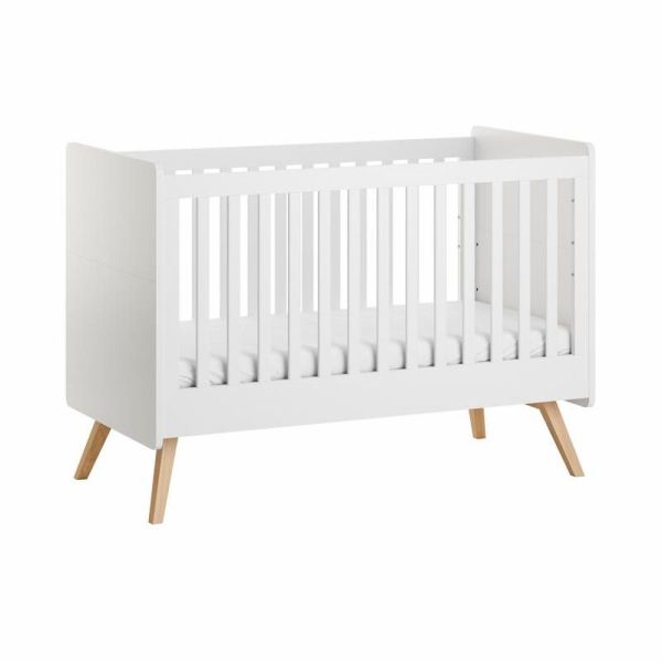 Chambre duo Lit bébé évolutif 70 x 140 cm + Armoire 3 portes Vintage blanc