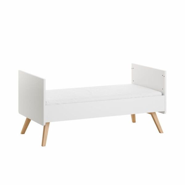 Chambre duo Lit bébé évolutif 70 x 140 cm + Commode 3 tiroirs Vintage blanc