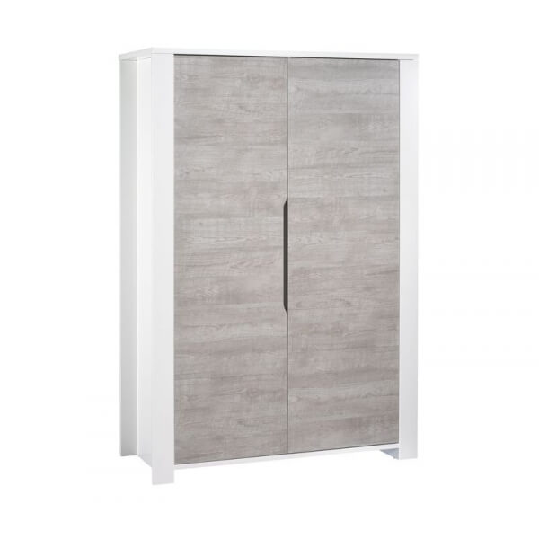 Chambre Duo Lit évolutif bébé combiné 60x120 cm en 90x190 cm + Armoire Loft Bois