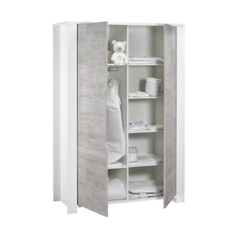 Chambre duo lit combiné évolutif + armoire loft bois de Sauthon