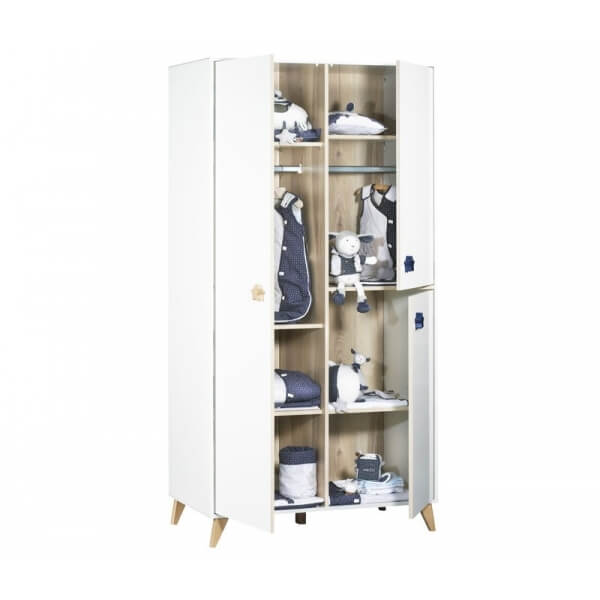 Chambre Duo Lit évolutif bébé combiné 60x120 cm en 90x190 cm + Armoire Oslo Etoile