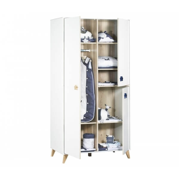 Chambre Duo Lit évolutif bébé combiné 60x120 cm en 90x190 cm + Armoire Oslo Etoile