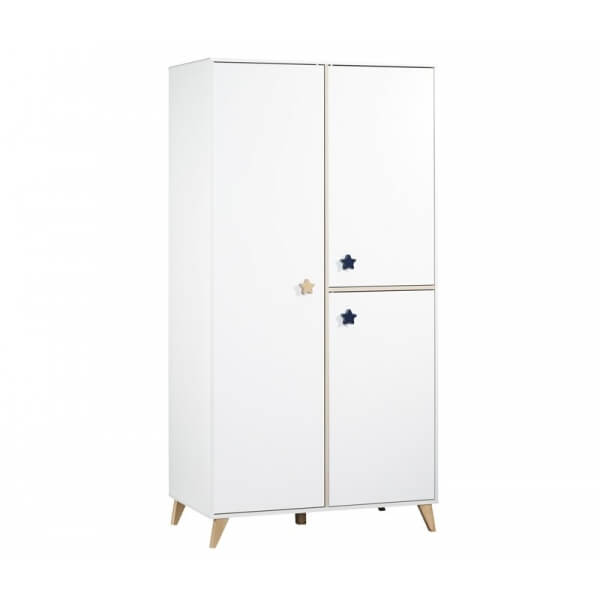 Chambre Duo Lit évolutif bébé combiné 60x120 cm en 90x190 cm + Armoire Oslo Etoile