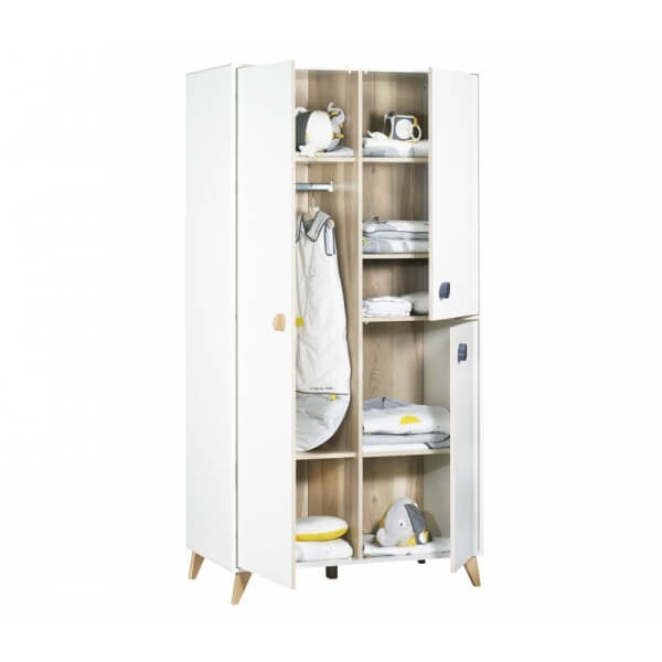 Chambre Duo Lit évolutif bébé combiné 60x120 cm en 90x190 cm + Armoire Oslo Goutte