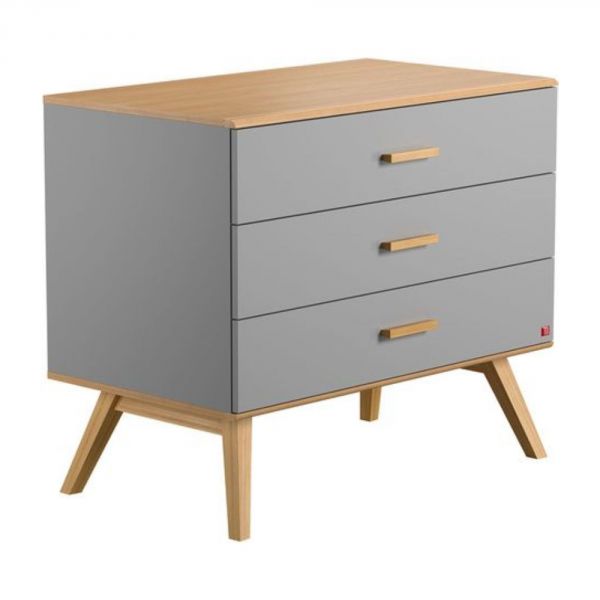 Chambre trio lit 60x120 + commode + armoire gris - Collection Nautis