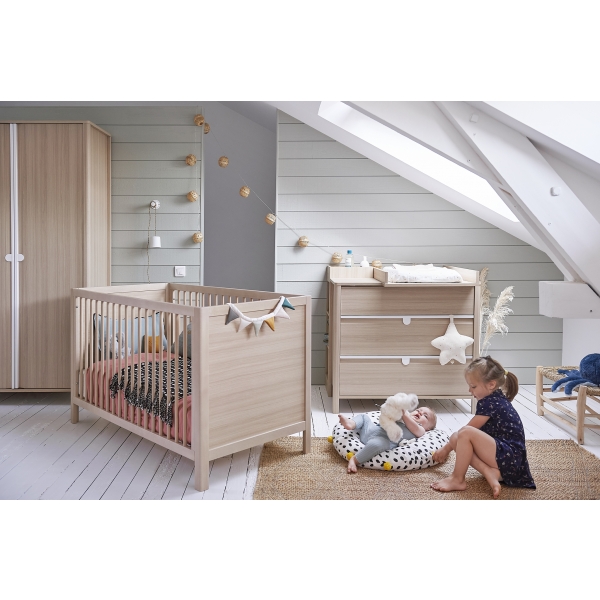 Chambre Trio Lit 70x140 cm + Armoire + Commode Anatole