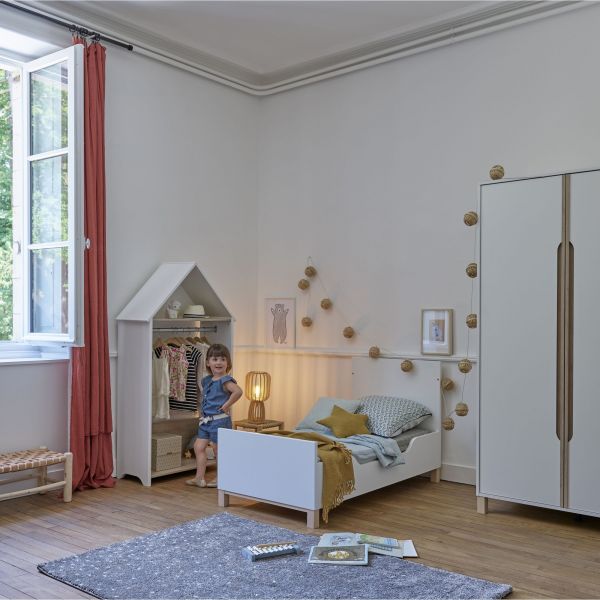 Chambre trio lit bébé évolutif 70x140 cm + commode + armoire Celeste