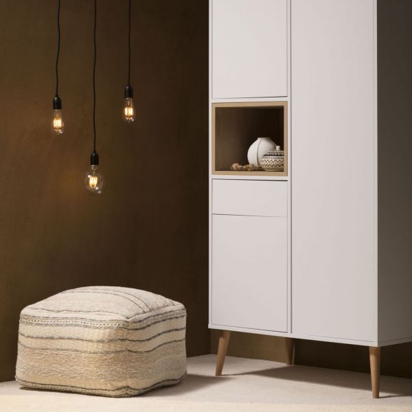 Chambre trio lit bébé 60x120 cm + armoire + commode avec plan à langer Cocoon Ice White