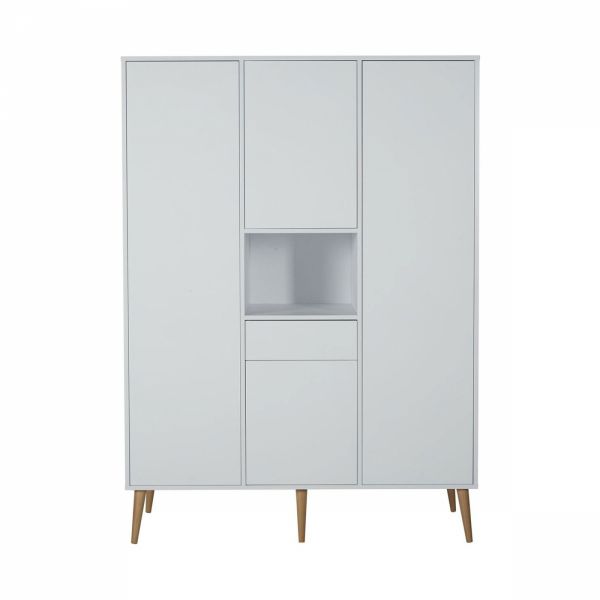 Chambre trio lit bébé 60x120 cm + armoire XL + commode avec plan à langer Cocoon Ice White