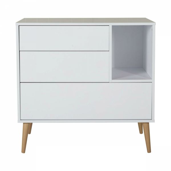 Chambre trio lit bébé 60x120 cm + armoire XL + commode avec plan à langer Cocoon Ice White