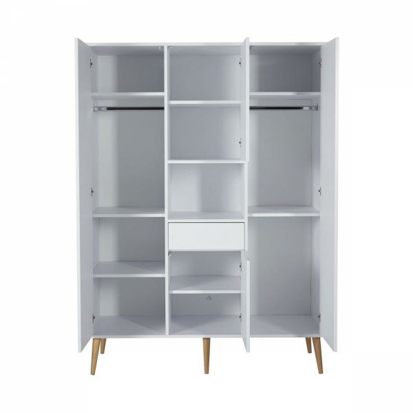 Chambre trio lit bébé 60x120 cm + armoire XL + commode avec plan à langer Cocoon Ice White