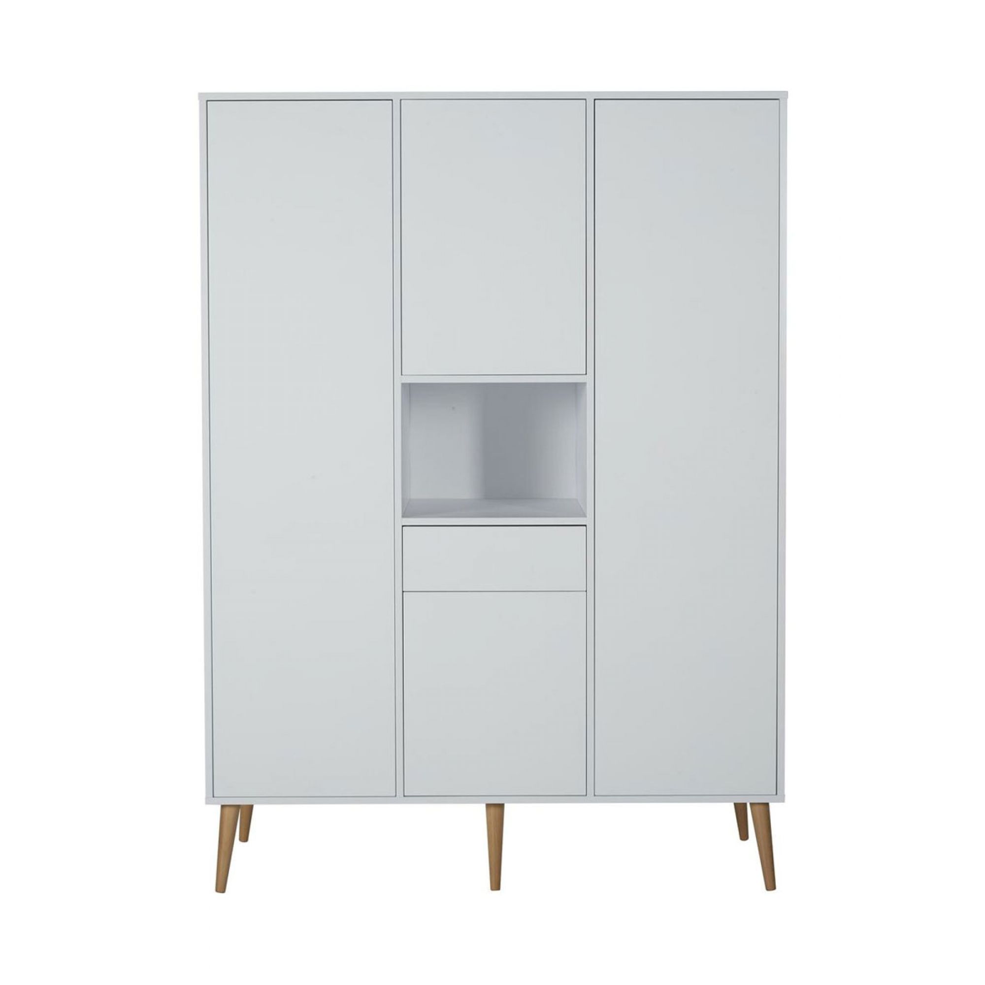 Chambre trio lit bébé 60x120 cm + armoire XL + commode avec plan à langer  (offert) Flow White & Oak - Made in Bébé