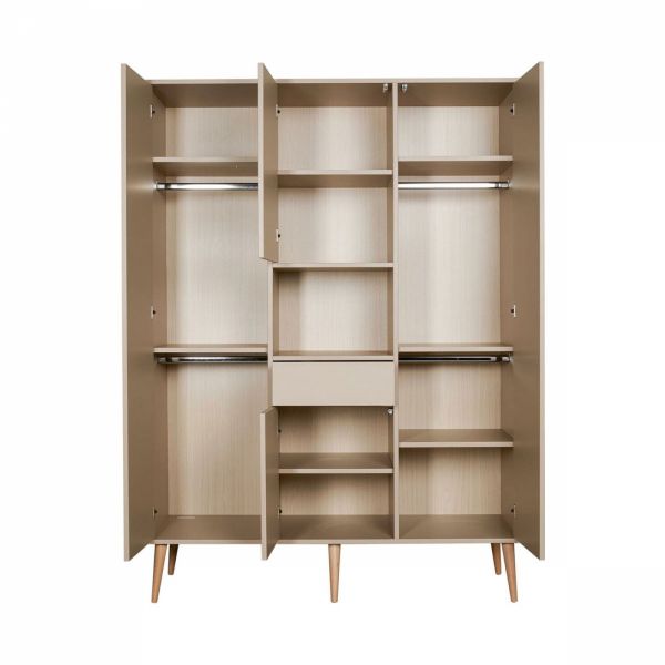 Chambre trio lit bébé 60x120 cm + armoire XL + commode avec plan à langer Cocoon Latte