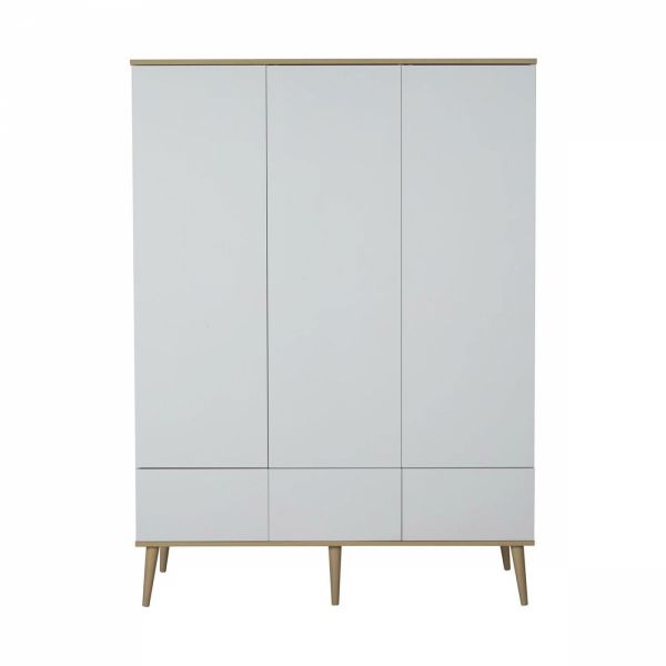 Chambre trio lit bébé 60x120 cm + armoire XL + commode avec plan à langer Flow White & Oak