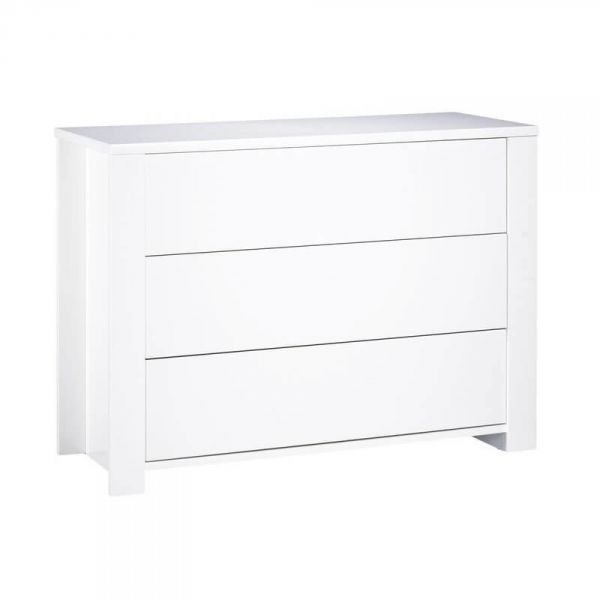 Chambre Trio Lit 60x120 cm + Armoire + Commode Loft Blanc