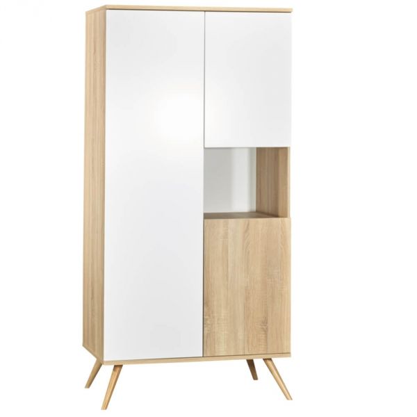 Chambre Trio Lit 60x120 cm + Commode + Armoire Seventies Blanc