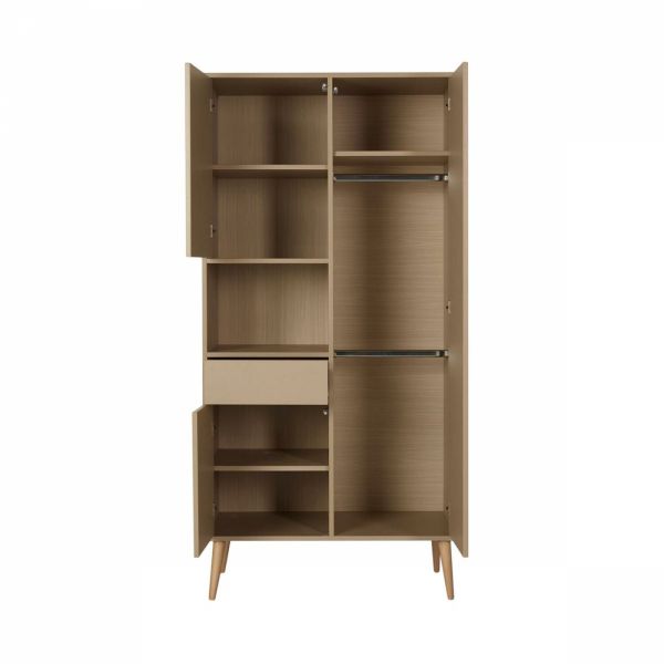 Chambre trio lit bébé 70x140 cm évolutif en lit enfant + armoire + commode avec plan à langer Cocoon Latte