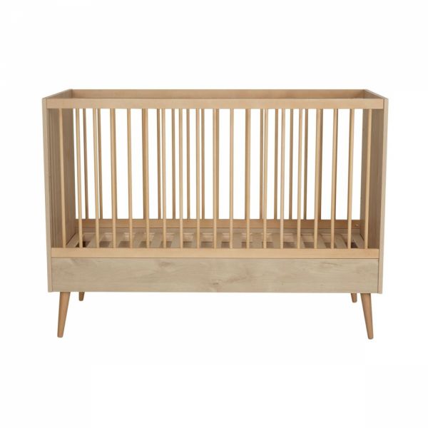 Chambre trio lit bébé 70x140 cm évolutif en lit enfant + armoire + commode avec plan à langer Cocoon Natural Oak