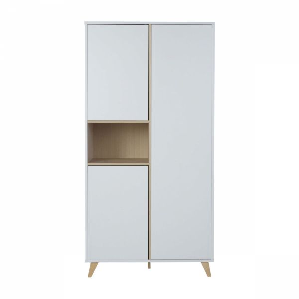 Chambre trio lit bébé 60x120 cm + armoire + commode avec plan à langer Loft White