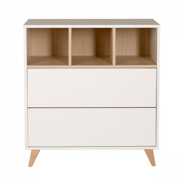 Chambre trio lit bébé 60x120 cm + armoire + commode avec plan à langer Loft White