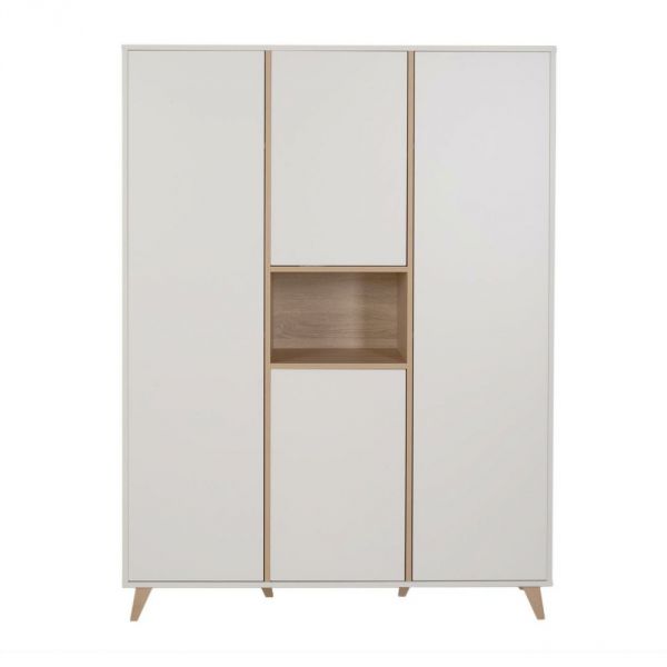 Chambre trio lit bébé 60x120 cm + armoire XL + commode avec plan à langer Loft White