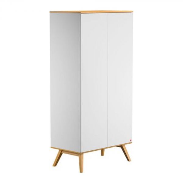 Chambre trio lit 60x120 + commode + armoire blanc - Collection Nature