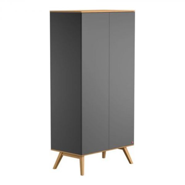 Chambre trio lit 60x120 + commode + armoire gris - Collection Nature